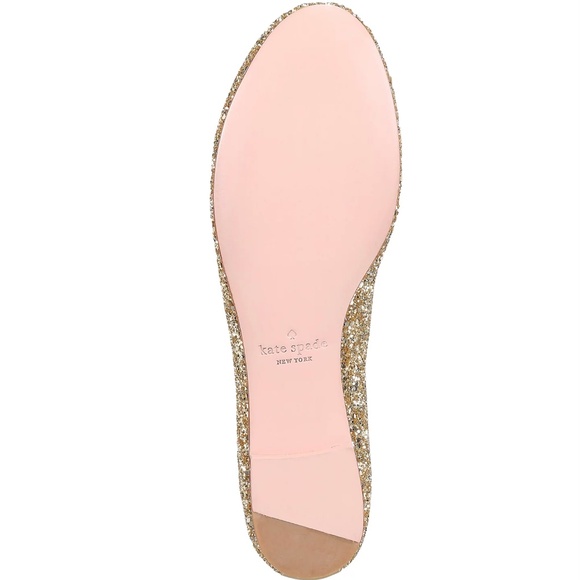 Kate Spade Willa Gold Glitter Ballet Flats Comfort Round‑Toe Designer Shoes 5 - Picture 7 of 13